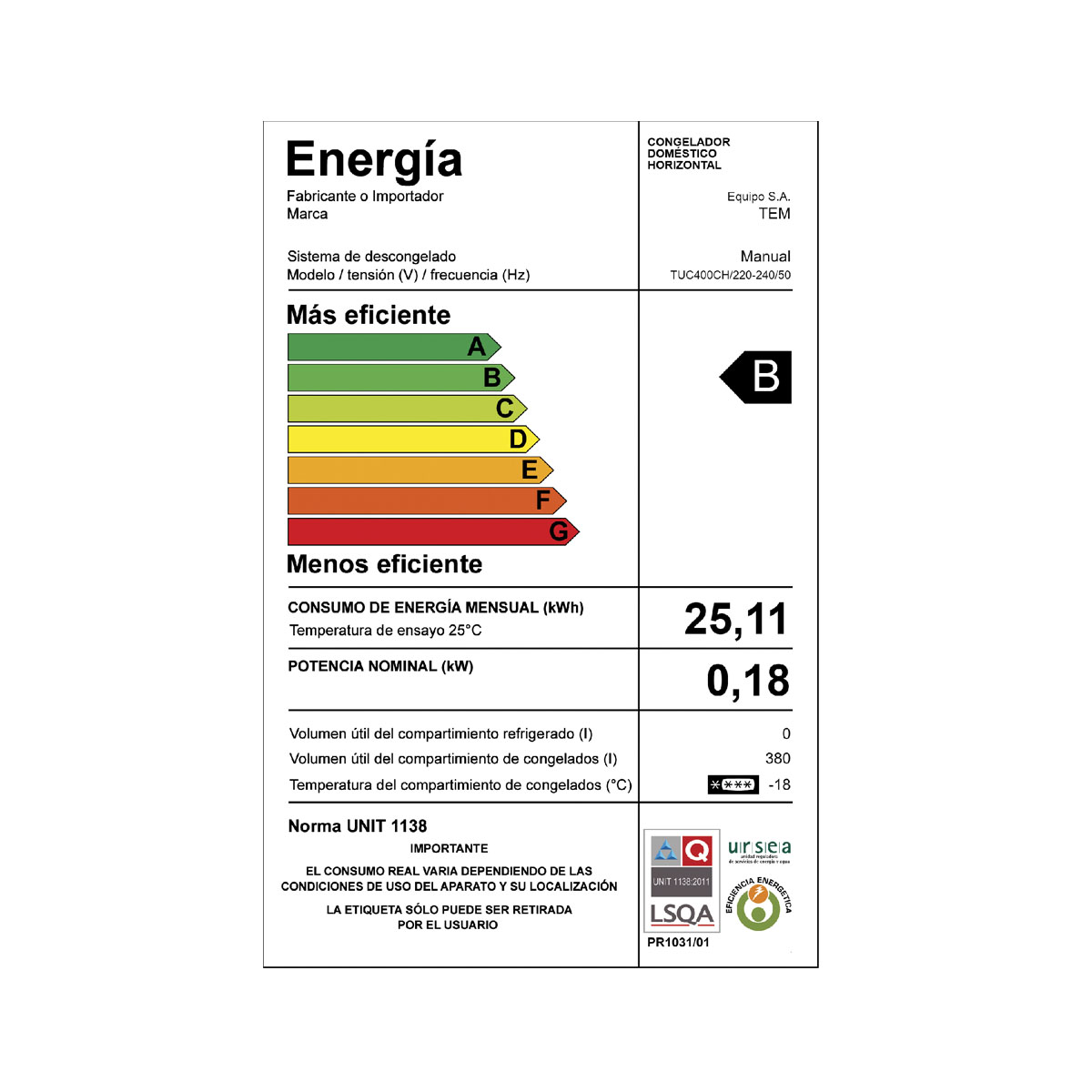 Freezer Horizontal TEM TUC400CH Capacidad 380 Lts - Imagen 5