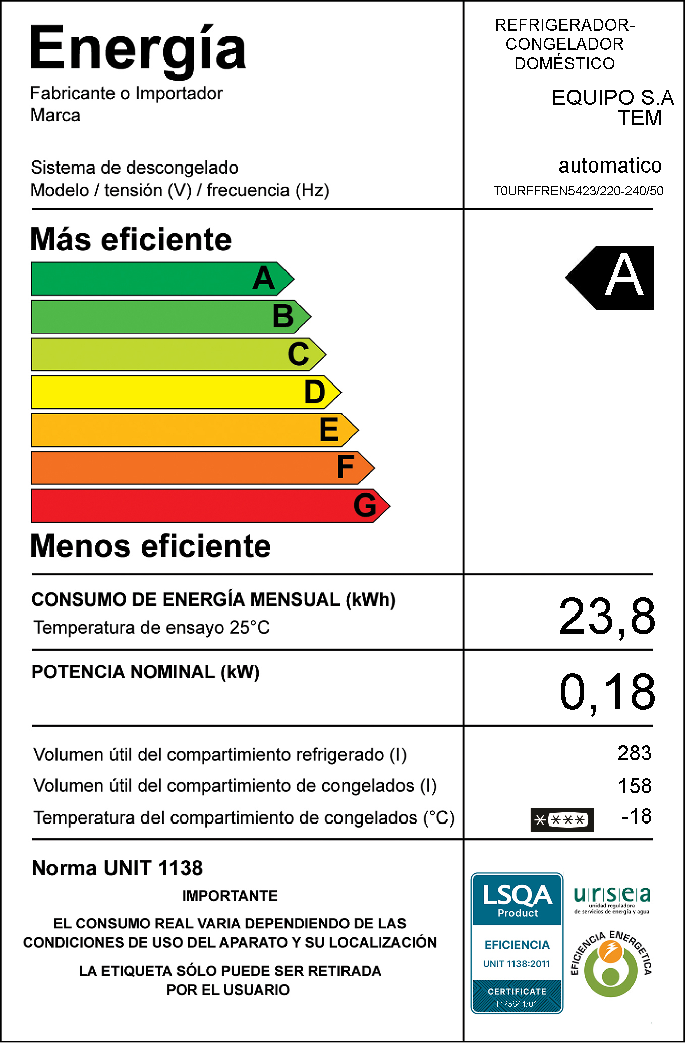 Refrigerador French TEM T0URFFREN5423 Frío Seco - Imagen 2